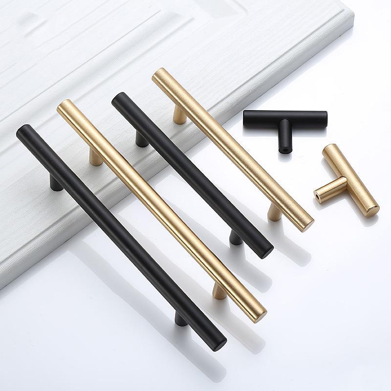 Furniture Rotating Hardware - Modern Gold Brushed Straight Cupboard Handles