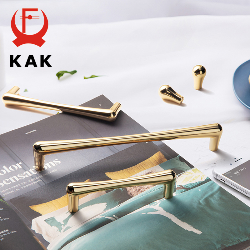 Furniture Hardware Drop Pulls - KAK Bright Gold Cabinet Handles Drop